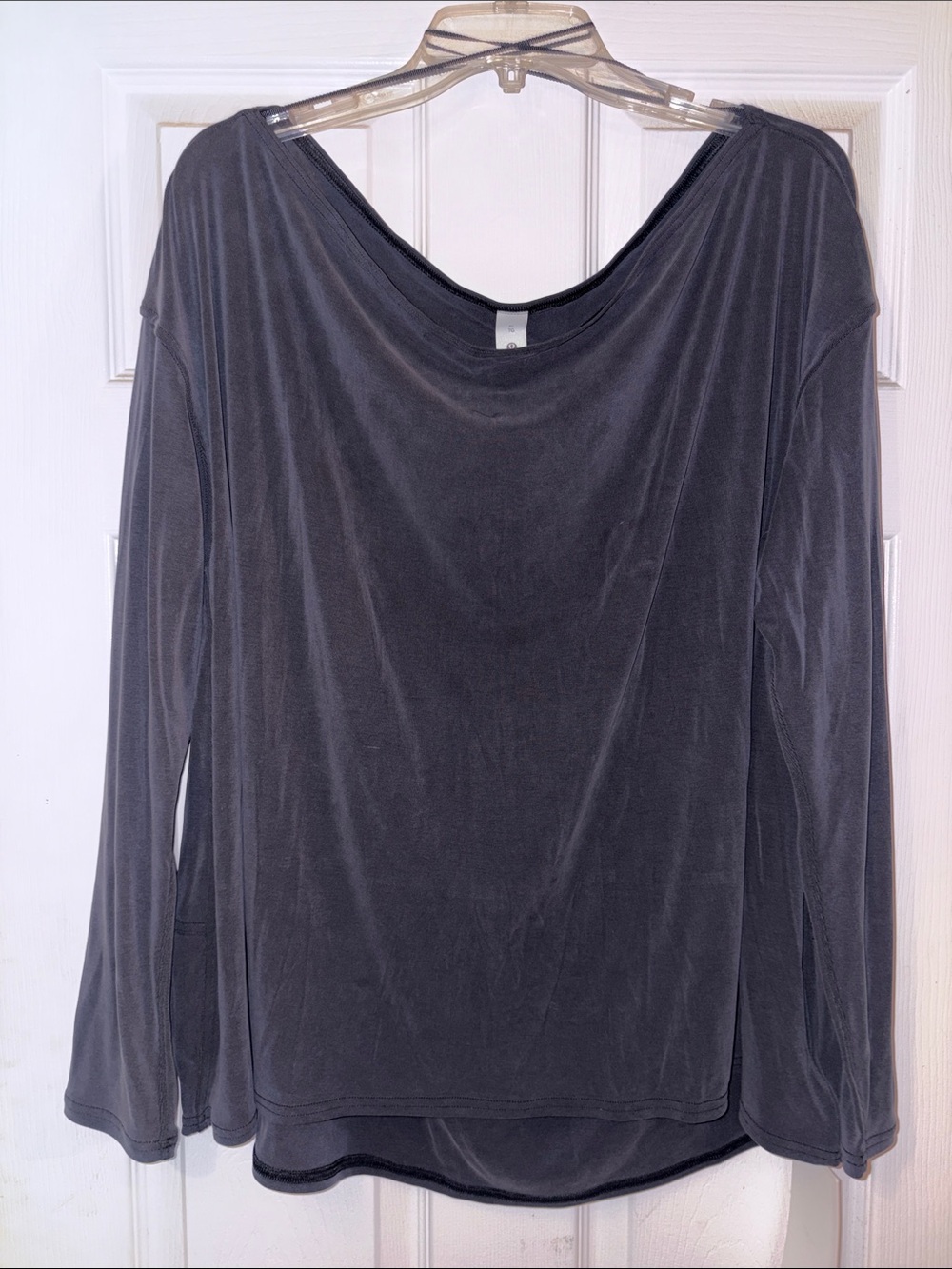 Lululemon- Drapey Softstreme Off-The-Shoulder LS- Black/Charcoal